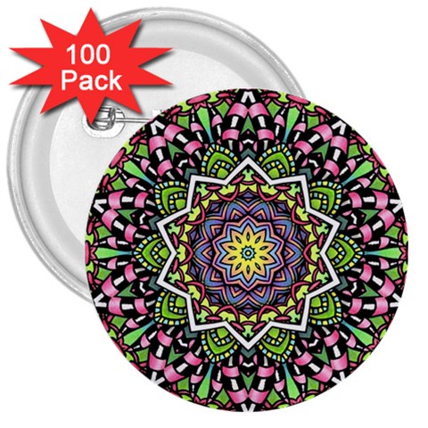 Psychedelic Leaves Mandala 3  Button (100 pack) from ArtsNow.com Front