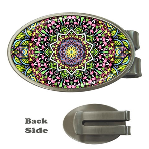 Psychedelic Leaves Mandala Money Clip (Oval) from ArtsNow.com Front