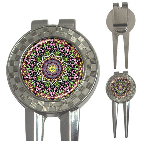 Psychedelic Leaves Mandala Golf Pitchfork & Ball Marker from ArtsNow.com Front