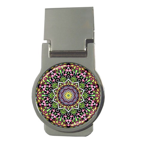 Psychedelic Leaves Mandala Money Clip (Round) from ArtsNow.com Front