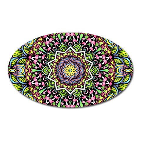 Psychedelic Leaves Mandala Magnet (Oval) from ArtsNow.com Front