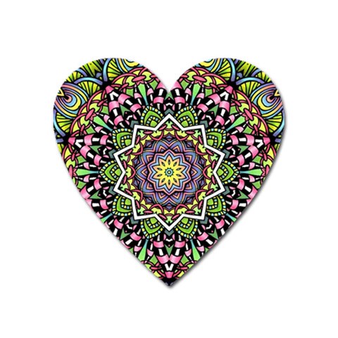 Psychedelic Leaves Mandala Magnet (Heart) from ArtsNow.com Front