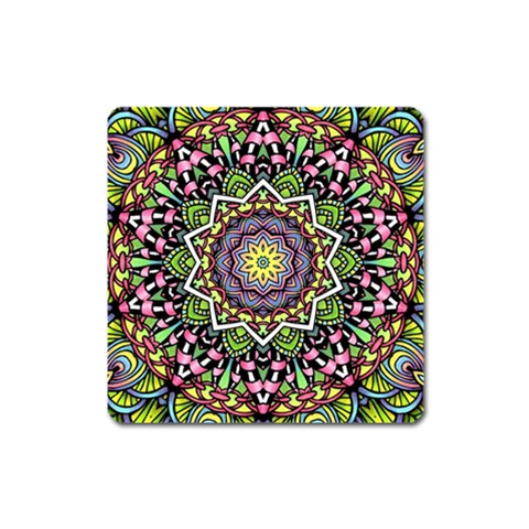 Psychedelic Leaves Mandala Magnet (Square) from ArtsNow.com Front