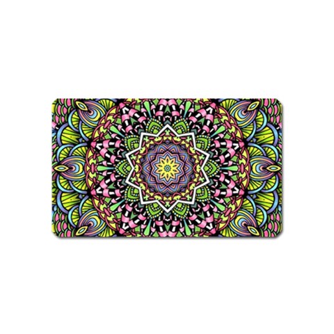 Psychedelic Leaves Mandala Magnet (Name Card) from ArtsNow.com Front