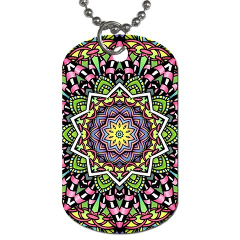 Psychedelic Leaves Mandala Dog Tag (One Sided) from ArtsNow.com Front