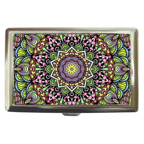 Psychedelic Leaves Mandala Cigarette Money Case from ArtsNow.com Front