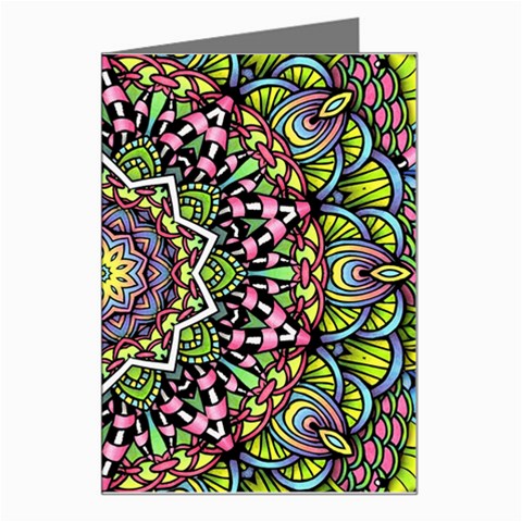 Psychedelic Leaves Mandala Greeting Card from ArtsNow.com Left