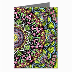 Psychedelic Leaves Mandala Greeting Card from ArtsNow.com Left