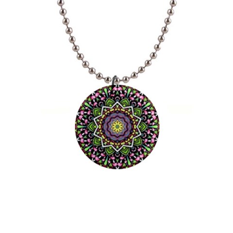 Psychedelic Leaves Mandala Button Necklace from ArtsNow.com Front