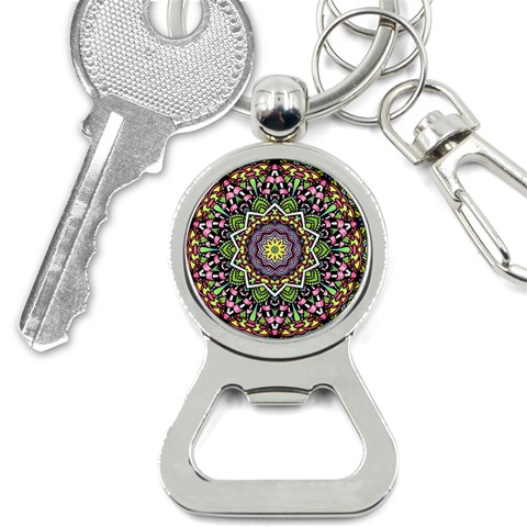 Psychedelic Leaves Mandala Bottle Opener Key Chain from ArtsNow.com Front