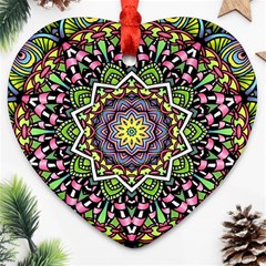 Psychedelic Leaves Mandala Heart Ornament (Two Sides) from ArtsNow.com Front