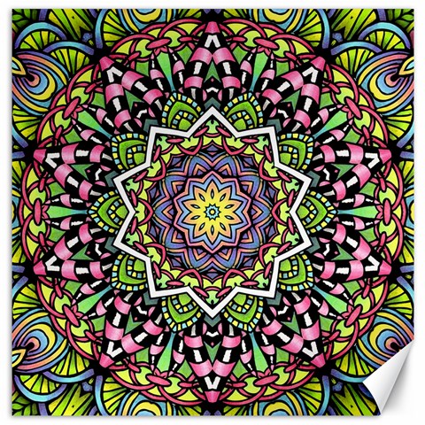 Psychedelic Leaves Mandala Canvas 12  x 12  (Unframed) from ArtsNow.com 11.4 x11.56  Canvas - 1