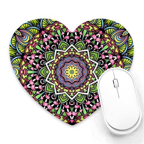 Psychedelic Leaves Mandala Mouse Pad (Heart) from ArtsNow.com Front