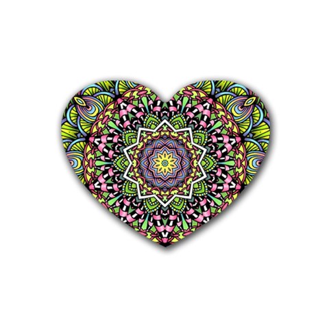 Psychedelic Leaves Mandala Drink Coasters (Heart) from ArtsNow.com Front