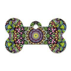 Psychedelic Leaves Mandala Dog Tag Bone (Two Sided) from ArtsNow.com Back