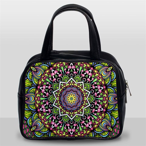 Psychedelic Leaves Mandala Classic Handbag (Two Sides) from ArtsNow.com Front