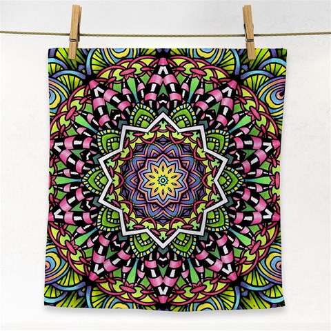 Psychedelic Leaves Mandala Face Towel from ArtsNow.com Front