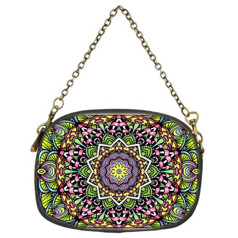 Psychedelic Leaves Mandala Chain Purse (Two Sided)  from ArtsNow.com Front