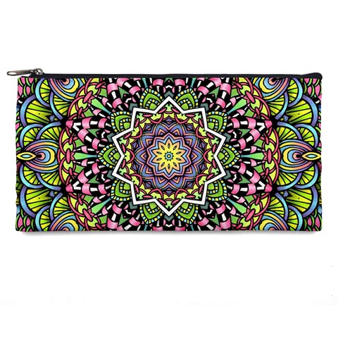 Psychedelic Leaves Mandala Pencil Case from ArtsNow.com Front