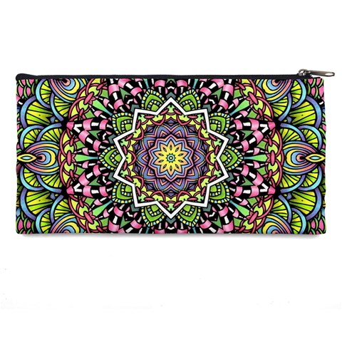 Psychedelic Leaves Mandala Pencil Case from ArtsNow.com Back