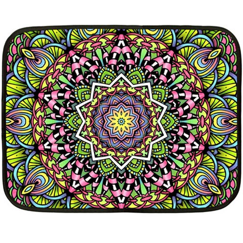 Psychedelic Leaves Mandala Mini Fleece Blanket (Two Sided) from ArtsNow.com 35 x27  Blanket Back