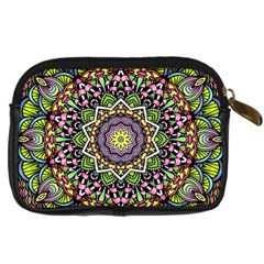 Psychedelic Leaves Mandala Digital Camera Leather Case from ArtsNow.com Back