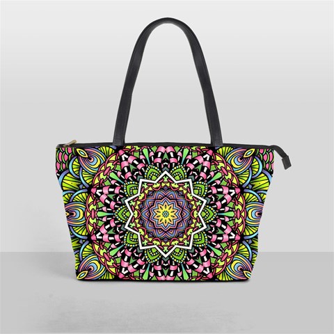 Psychedelic Leaves Mandala Large Shoulder Bag from ArtsNow.com Front