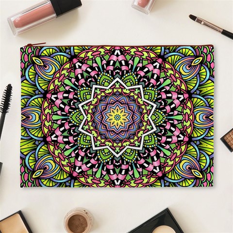 Psychedelic Leaves Mandala Cosmetic Bag (XL) from ArtsNow.com Front