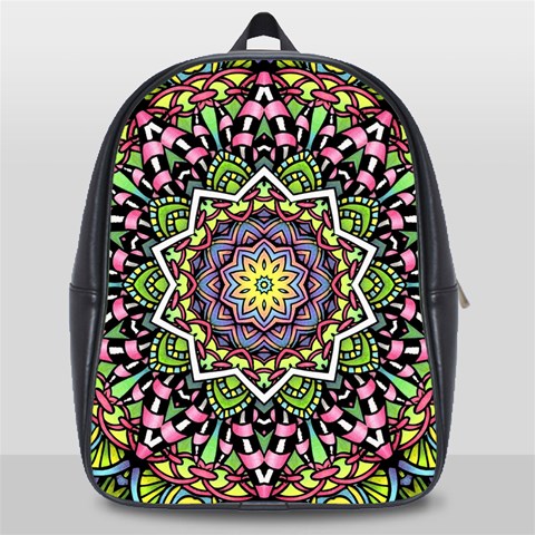 Psychedelic Leaves Mandala School Bag (Large) from ArtsNow.com Front