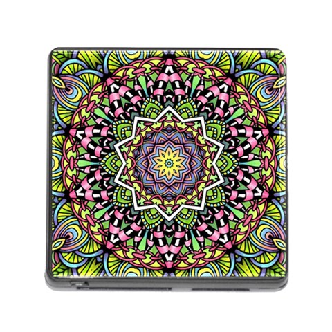 Psychedelic Leaves Mandala Memory Card Reader with Storage (Square) from ArtsNow.com Front