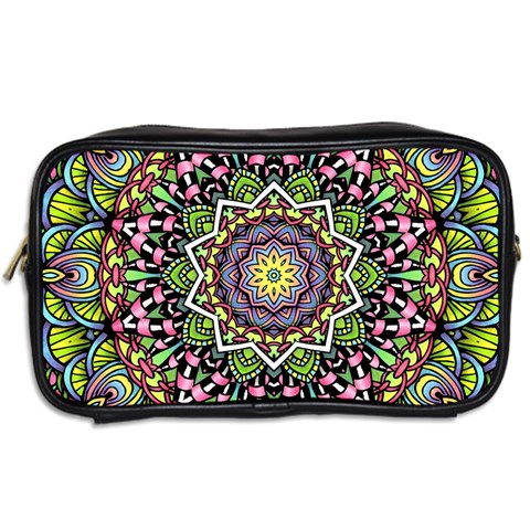 Psychedelic Leaves Mandala Travel Toiletry Bag (Two Sides) from ArtsNow.com Back