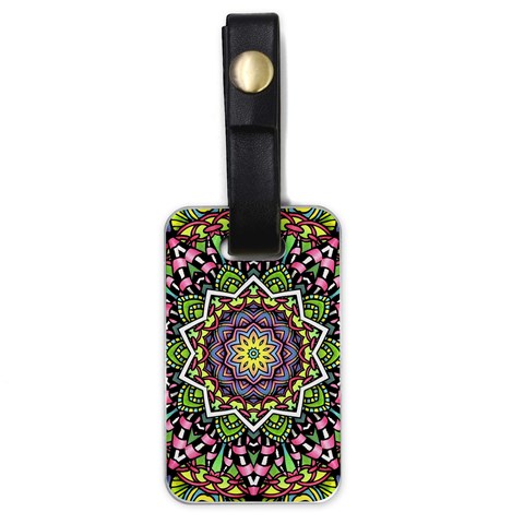 Psychedelic Leaves Mandala Luggage Tag (One Side) from ArtsNow.com Front