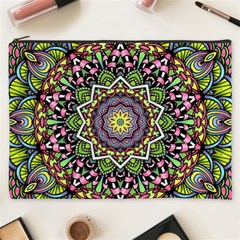 Psychedelic Leaves Mandala Cosmetic Bag (XXXL) from ArtsNow.com Front