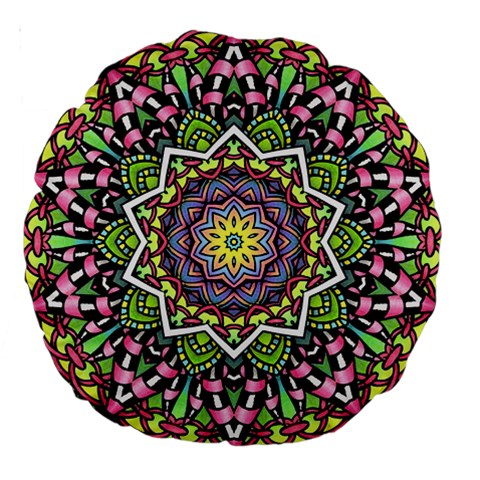 Psychedelic Leaves Mandala 18  Premium Round Cushion  from ArtsNow.com Back