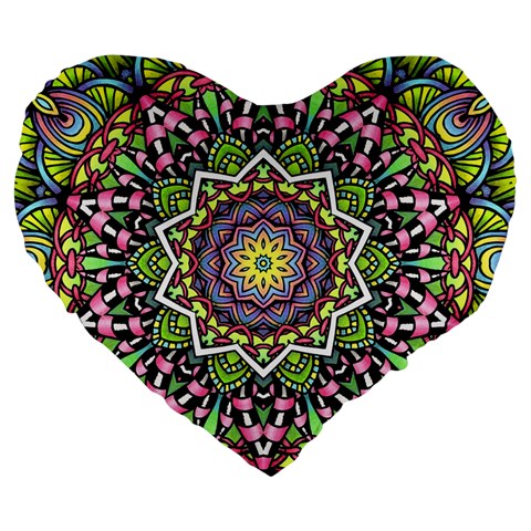 Psychedelic Leaves Mandala 19  Premium Heart Shape Cushion from ArtsNow.com Front