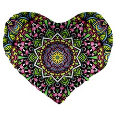 Psychedelic Leaves Mandala 19  Premium Heart Shape Cushion from ArtsNow.com Front