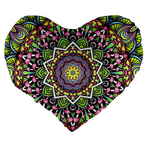 Psychedelic Leaves Mandala 19  Premium Heart Shape Cushion from ArtsNow.com Back