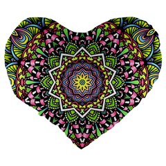 Psychedelic Leaves Mandala 19  Premium Heart Shape Cushion from ArtsNow.com Back