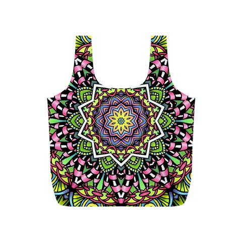 Psychedelic Leaves Mandala Reusable Bag (S) from ArtsNow.com Front