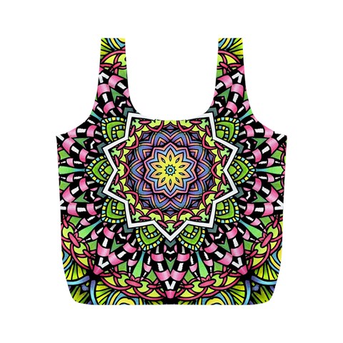 Psychedelic Leaves Mandala Reusable Bag (M) from ArtsNow.com Back