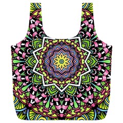 Psychedelic Leaves Mandala Reusable Bag (XL) from ArtsNow.com Front