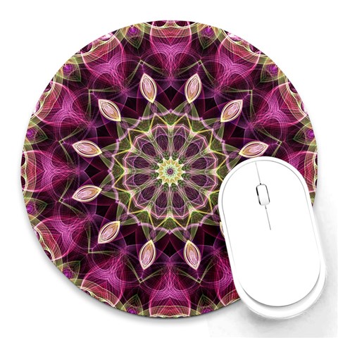 Purple Flower 8  Mouse Pad (Round) from ArtsNow.com Front