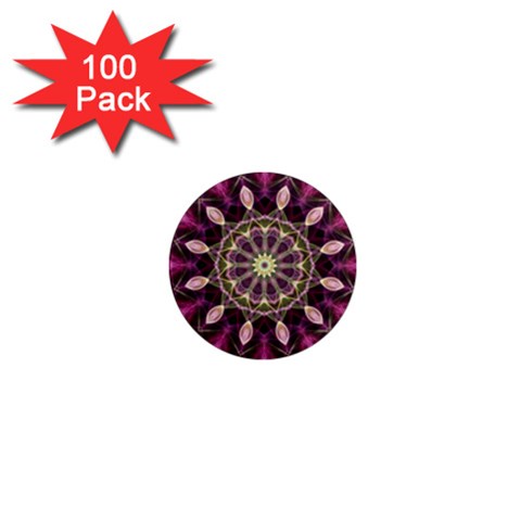 Purple Flower 1  Mini Button Magnet (100 pack) from ArtsNow.com Front