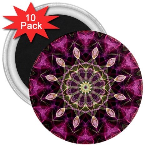 Purple Flower 3  Button Magnet (10 pack) from ArtsNow.com Front