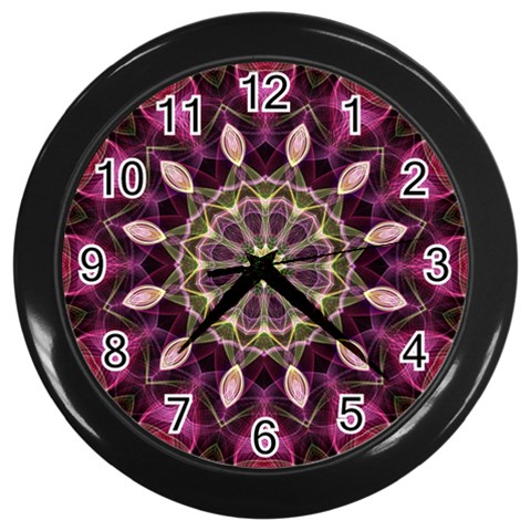 Purple Flower Wall Clock (Black) from ArtsNow.com Front