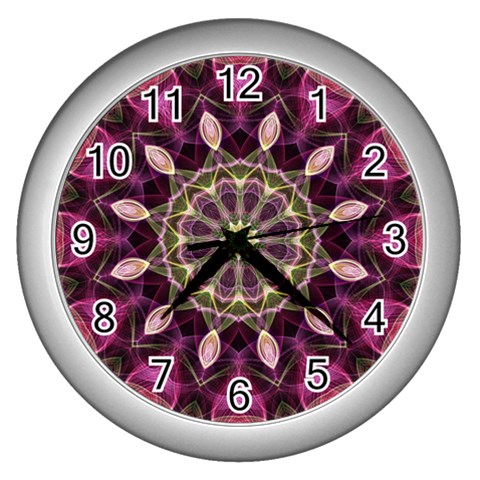 Purple Flower Wall Clock (Silver) from ArtsNow.com Front