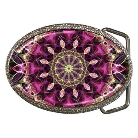 Purple Flower Belt Buckle (Oval) from ArtsNow.com Front