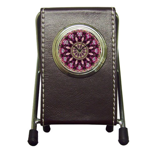 Purple Flower Stationery Holder Clock from ArtsNow.com Front