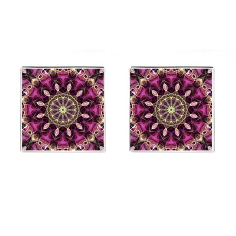 Purple Flower Cufflinks (Square) from ArtsNow.com Front(Pair)