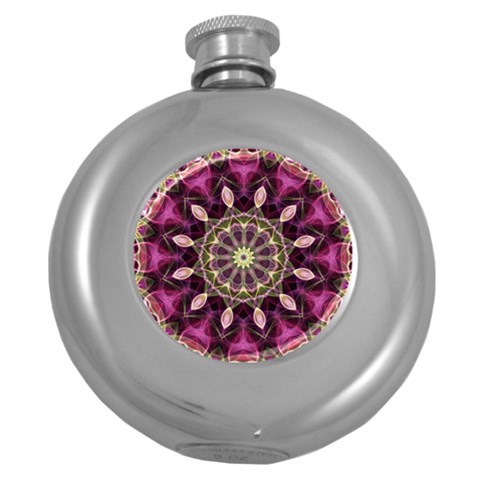 Purple Flower Hip Flask (Round) from ArtsNow.com Front